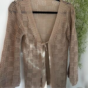 SHEIN Tan Crochet Cardigan